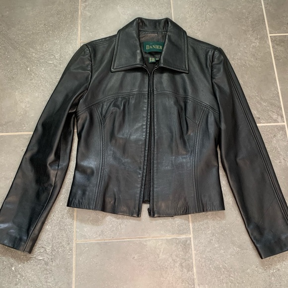 Danier Black Genuine Leather Jacket - Picture 1 of 8